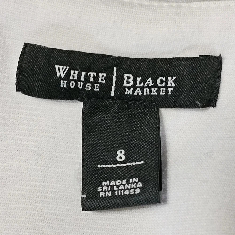 White House Black Market Women’s 8 Black White Sheath Dress Silver Button Mod - Picture 5 of 8